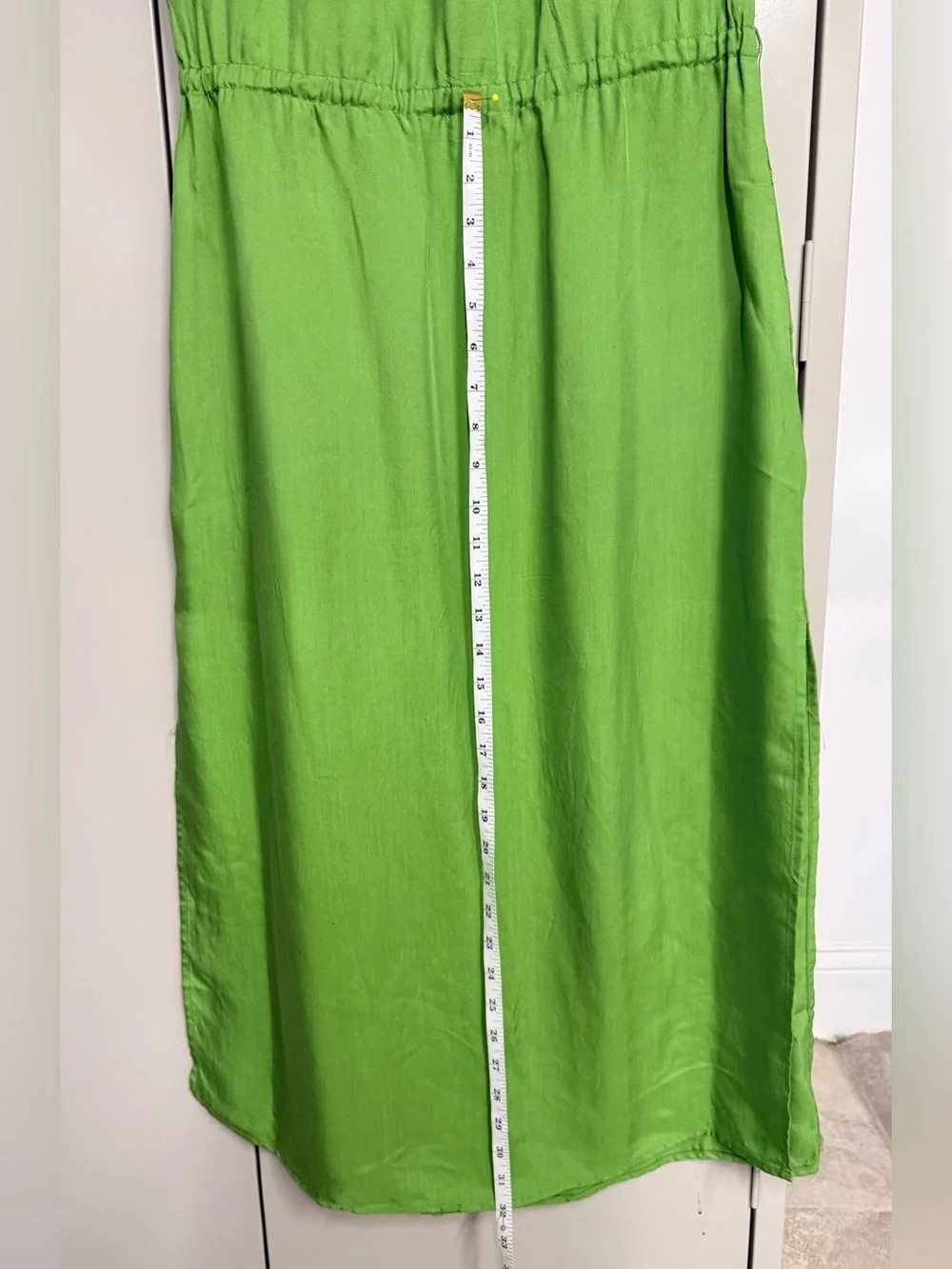 Michael Kors Bright Green Strapless Tiered Maxi Dress